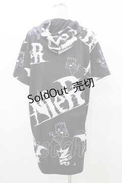 画像2: NieR Clothing / 総柄ZIP半袖パーカー  ブラック H-26-02-18-1049-PU-TO-KB-ZH