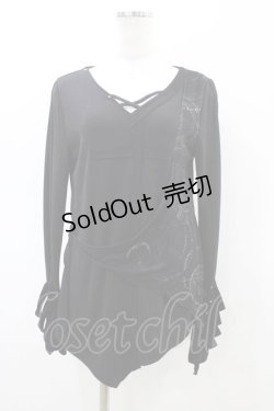 画像1: Ozz Croce / 切替Vネックカットソー  ブラック H-26-02-18-1052-OO-TO-KB-ZH