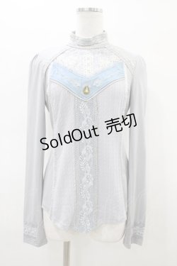 画像1: OZZ ANGELO / レース切替ハイネックカットソー  グレー H-26-02-18-1054-OO-TO-KB-ZH