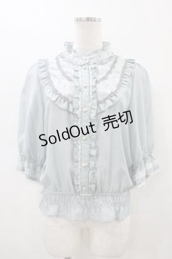 画像1: axes femme / ヨーク切替シャーリングブラウス  サックス H-26-02-18-1056-AX-BL-KB-ZH