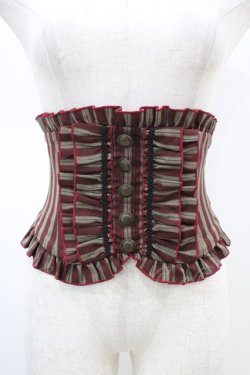 画像1: Sheglit / フリルリボンコルセット M ボルドーストライプ H-26-02-18-1014-EL-ZA-KB-ZH
