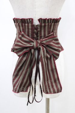画像2: Sheglit / フリルリボンコルセット M ボルドーストライプ H-26-02-18-1014-EL-ZA-KB-ZH