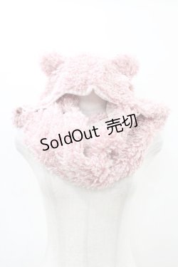 画像1: ALGONQUINS / ロングシャギーラメボーダーネコフードマフラー  ピンク H-26-02-18-1015-AL-ZA-AK-ZH