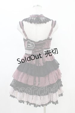 画像2: ALGONQUINS / 切替リボンジャンパースカート F ピンク×黒 H-26-02-18-1019-AL-OP-AK-ZH