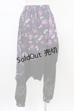 画像2: NieR Clothing / プリント切替サルエルパンツ  黒×紫 H-26-02-18-1022-PU-PA-KB-ZH