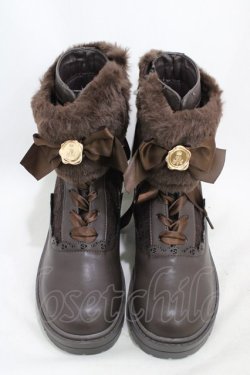 画像1: m petit by misako / AMNIFFレースUPブーツ L ブラウン H-26-02-18-1003-LO-SH-KB-ZH