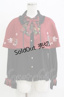 画像1: Amavel / 鈴猫みくじの縁結ケープ付ブラウス Free ブラック/レッド H-26-02-18-067-CA-BL-NS-ZH