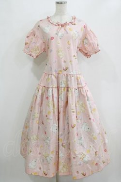 画像1: PINK HOUSE / 幸見うさぎプリントティアードワンピース Free ピンク H-26-02-18-013-LO-OP-NS-ZH