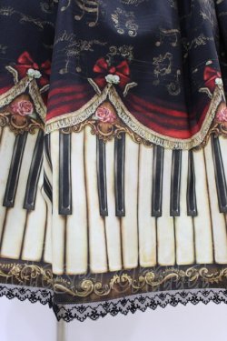 画像4: Enchantlic Enchantilly / アンティークエレガンスピアノ柄スカート Free ブラック/ワイン H-26-02-19-1044-LO-SK-NS-ZH