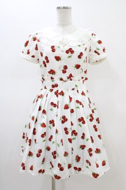 画像1: Ank Rouge / ランダムチェリーベリー衿付きワンピース M オフ H-26-02-19-1048-CA-OP-NS-ZH