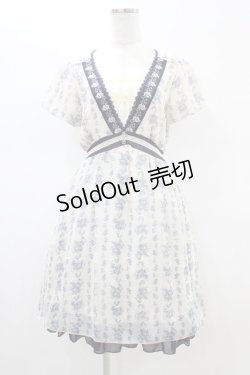 画像1: axes femme / 花柄シフォンワンピース M 生成り/ブルー H-26-02-19-1049-AX-OP-NS-ZH