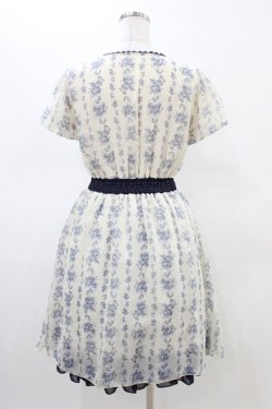 画像2: axes femme / 花柄シフォンワンピース M 生成り/ブルー H-26-02-19-1049-AX-OP-NS-ZH