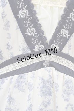 画像3: axes femme / 花柄シフォンワンピース M 生成り/ブルー H-26-02-19-1049-AX-OP-NS-ZH