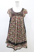 axes femme / 花柄シフォンワンピース M ブラック H-26-02-19-1050-AX-OP-NS-ZH