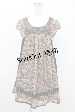 画像1: axes femme / 花柄シフォンワンピース M ブラック H-26-02-19-1050-AX-OP-NS-ZH