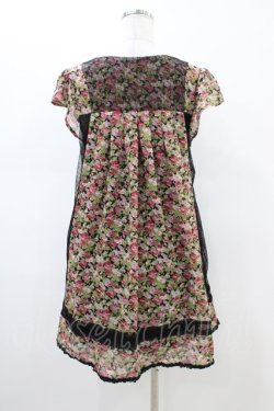 画像2: axes femme / 花柄シフォンワンピース M ブラック H-26-02-19-1050-AX-OP-NS-ZH