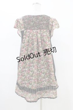 画像2: axes femme / 花柄シフォンワンピース M ブラック H-26-02-19-1050-AX-OP-NS-ZH