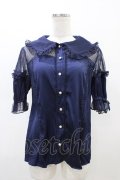 axes femme kawaii / チュール切り替えパフ袖ブラウス M ネイビー H-26-02-19-1056-AX-BL-NS-ZH