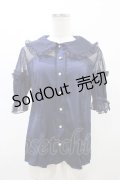 axes femme kawaii / チュール切り替えパフ袖ブラウス M ネイビー H-26-02-19-1056-AX-BL-NS-ZH