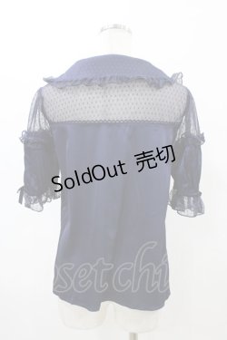 画像2: axes femme kawaii / チュール切り替えパフ袖ブラウス M ネイビー H-26-02-19-1056-AX-BL-NS-ZH