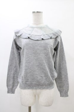 画像1: Secret Honey / ドットチュール切替フリルニット Free グレー H-26-02-19-1062-CA-TO-NS-ZH