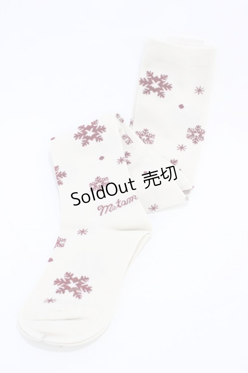 画像1: metamorphose / 雪の結晶オーバーニー  生成り/ボルドー H-26-02-19-1016-ME-ZA-NS-ZH (1)