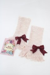 Mary Magdalene / リボン付レースカフス・ロング  ローズ/ボルドー H-26-02-19-1020-CL-ZA-NS-ZH