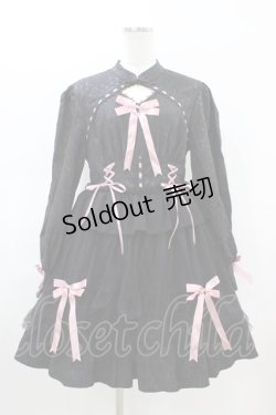 画像1: Eieyomi（海外ロリータブランド） / ジャガードワンピースセット M ブラック/ピンク H-26-02-19-1028-0-OP-NS-ZH