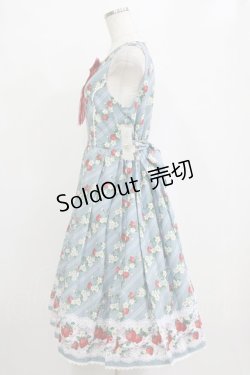 画像2: axes femme kawaii / いちご柄ジャンパースカート M サックス H-26-02-20-003-AX-OP-NS-ZH