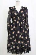 JESUS DIAMANTE / スカーフワンピース 42 バルドー薔薇/ブラック H-26-02-20-029-JE-OP-NS-ZH