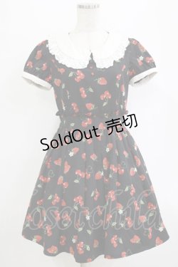 画像1: Ank Rouge / ランダムチェリーベリー衿付きワンピース M ブラック H-26-02-20-032-CA-OP-NS-ZH