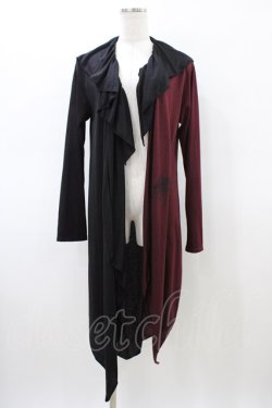 画像1: ALGONQUINS / 配色カットロングカーデ  ブラック×ボルドー H-26-02-20-1034-AL-TO-KB-ZH