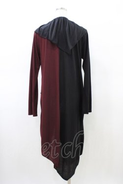 画像2: ALGONQUINS / 配色カットロングカーデ  ブラック×ボルドー H-26-02-20-1034-AL-TO-KB-ZH