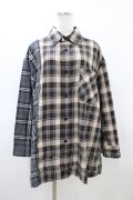 TRAVAS TOKYO / Furry bear docking check shirts  ベージュ×グレー H-26-02-20-1039-PU-BL-KB-ZH