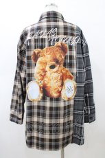 画像2: TRAVAS TOKYO / Furry bear docking check shirts  ベージュ×グレー H-26-02-20-1039-PU-BL-KB-ZT468 (2)