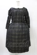 Jane Marple / Memory shadow check shirring dress  ブラック H-26-02-20-1016-JM-OP-KB-ZH