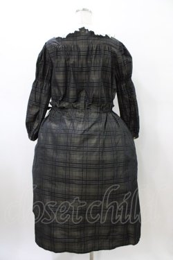 画像2: Jane Marple / Memory shadow check shirring dress  ブラック H-26-02-20-1016-JM-OP-KB-ZH