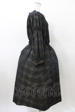 画像3: Jane Marple / Memory shadow check shirring dress  ブラック H-26-02-20-1016-JM-OP-KB-ZH