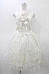 Moi-meme-Moitie / 燭台エンブレムゲートジャンパースカート  アイボリー×オフホワイト H-26-02-20-1017-MO-OP-KB-ZH