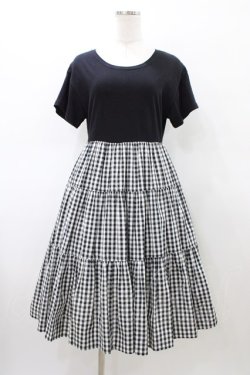 画像1: MILK / ティアードギンガムワンピース  ブラック H-26-02-20-1019-ML-OP-KB-ZH