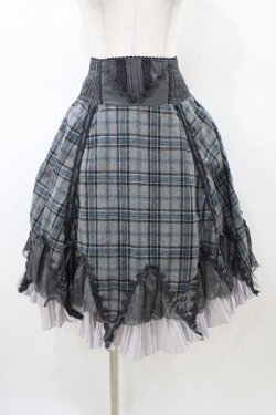 画像1: Ozz Croce / プリーツフリルチェックスカート  グレー H-26-02-20-1030-OO-SK-KB-ZH