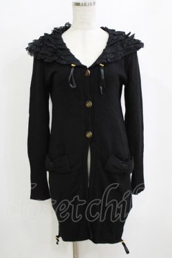 画像1: JESUS DIAMANTE / レース襟カーディガン Free ブラック H-26-02-20-054-JE-TO-NS-ZH