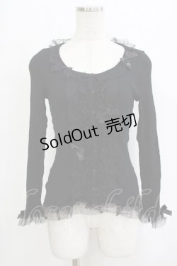 画像1: JESUS DIAMANTE / ドットチュールカーディガン 38 ブラック H-26-02-20-055-JE-TO-NS-ZH