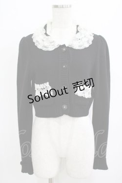 画像1: JESUS DIAMANTE / レース襟カーディガン 40 ブラック H-26-02-20-056-JE-TO-NS-ZH