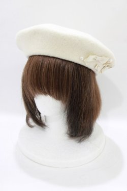 画像1: m petit by misako / AMミニリボンバスクベレー  アイボリー H-26-02-20-076-LO-AC-NS-ZH