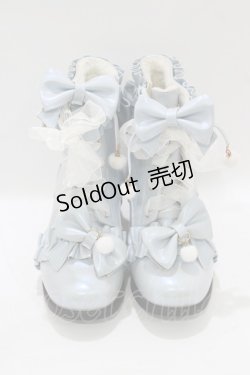 画像1: 母家（海外ロリータブランド） / ショートブーツ 22.5cm ブルー H-26-02-20-083-PU-BG-NS-ZH