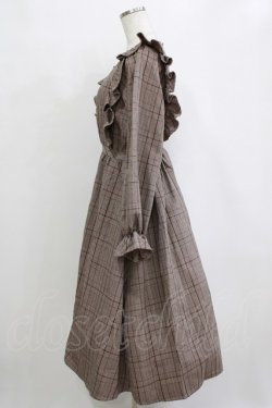 画像2: m petit by misako / CHKフリルOPナガ ワンピース S ブラウン H-26-02-20-012-LO-OP-NS-ZH