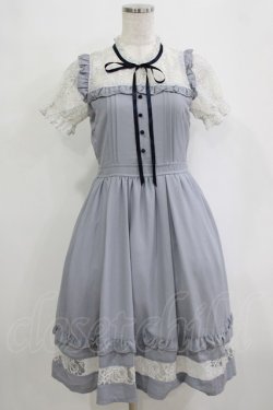 画像1: axes femme POETIQUE / レースビスチェ切り替えワンピ M ブルーグレー H-26-02-21-024-AX-OP-NS-ZH