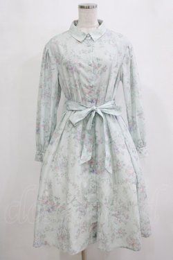 画像1: axes femme POETIQUE / ヴィンテージフラワーワンピース M ブルー H-26-02-21-025-AX-OP-NS-ZH