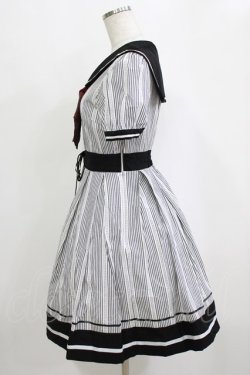 画像2: Secret Honey / ストライプセーラーワンピース Free ブラック H-26-02-21-029-CA-OP-NS-ZH